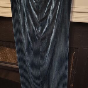 Elegant Teal Blue/Green Velvet Wide Leg Pants